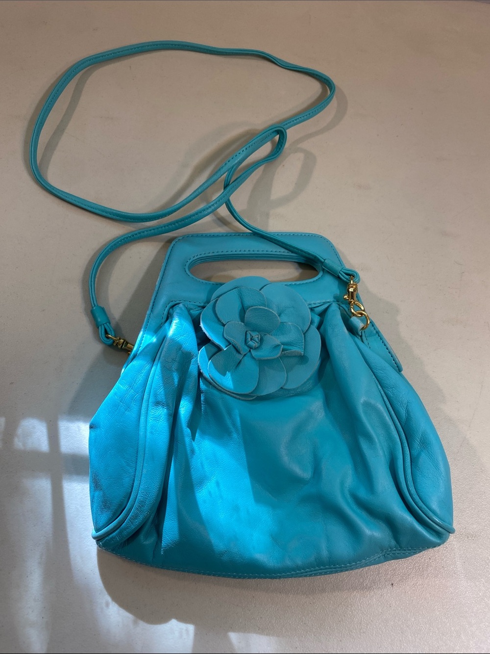 Paradox Turquoise Floral Accent Crossbody Shoulder Bag